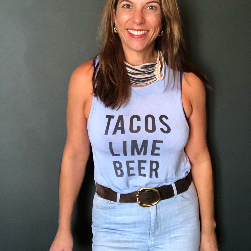 Taco, Line and Beer Light Blue Tank Top/Unisex